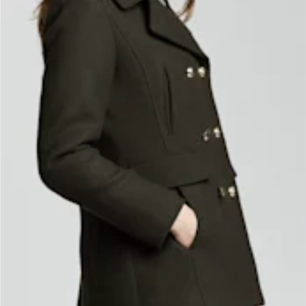 Metaphor Women's Double-Breasted Pea Coat - Dark Olive